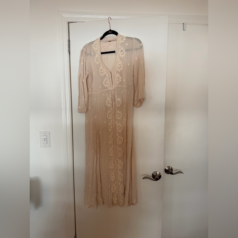 Free People Cream Floral Lace Dress